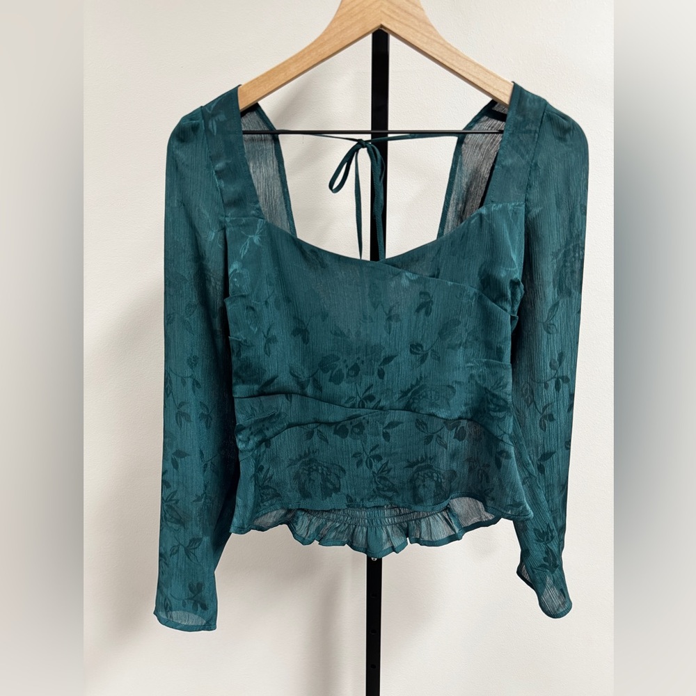 Leith Teal Floral Blouse